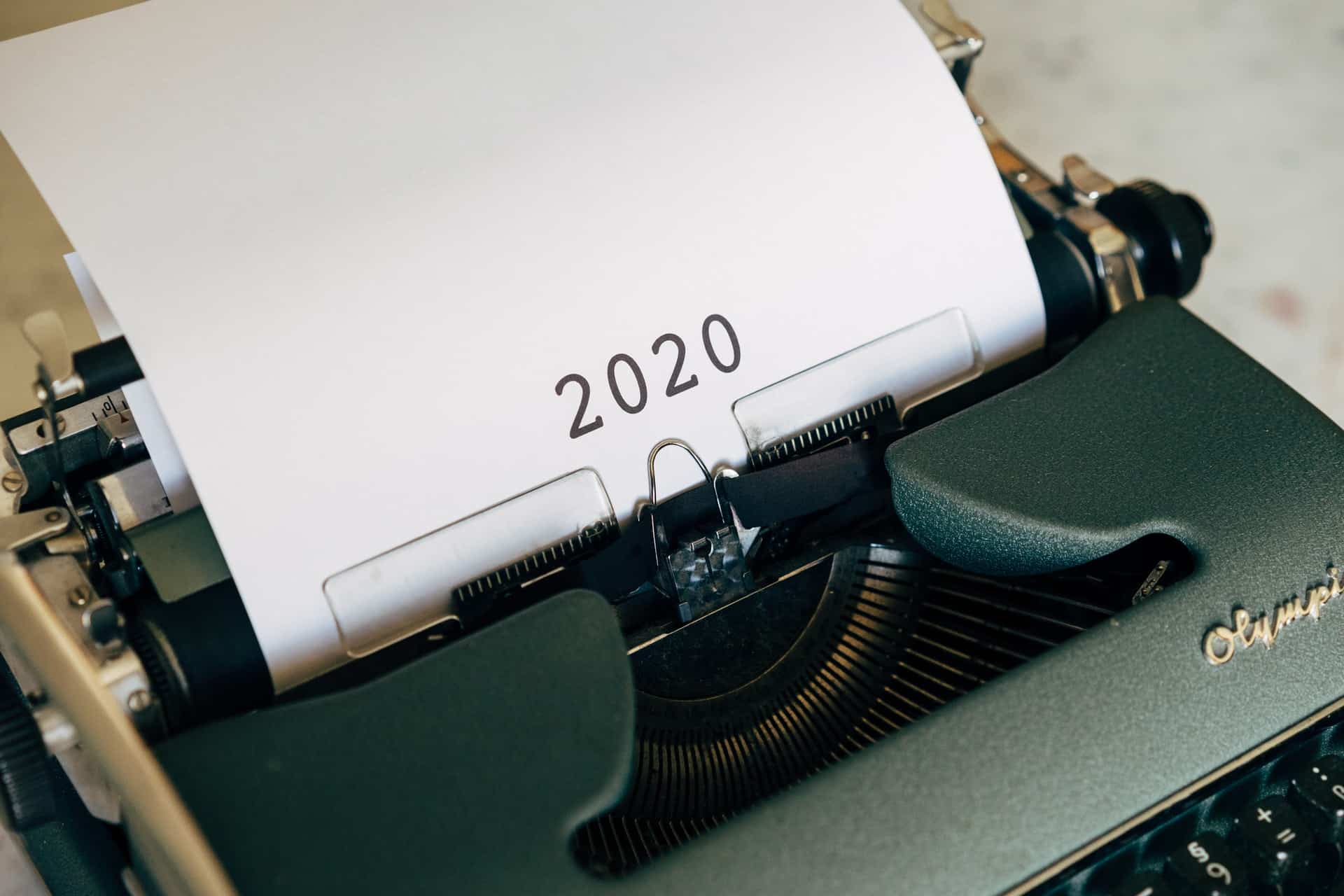 Farewell 2020 paper in a typewriter