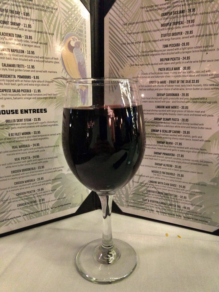 Favorite wine pour at New York Pasta Garden