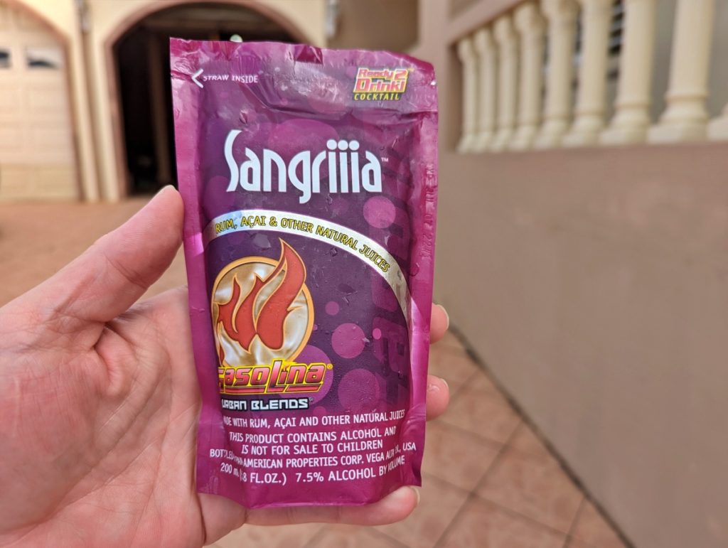 Gasolina, a Puerto Rican pouch drink with alcohol