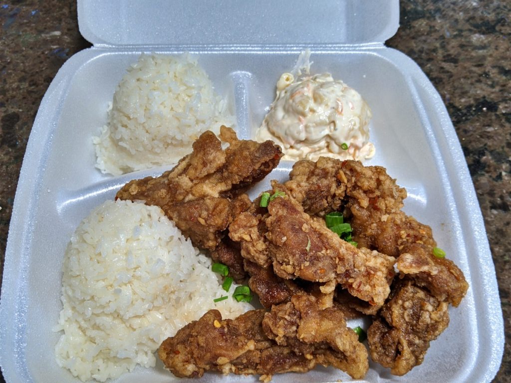 tasty chicken plate lunch from The Alley