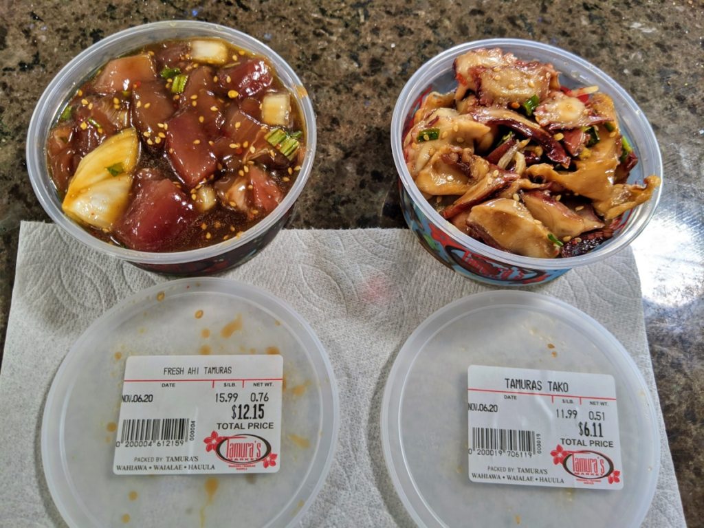 local food in hawaii includes poke like this one from Tamura's